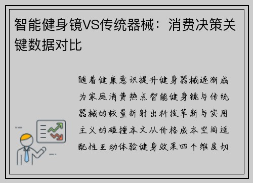 智能健身镜VS传统器械：消费决策关键数据对比