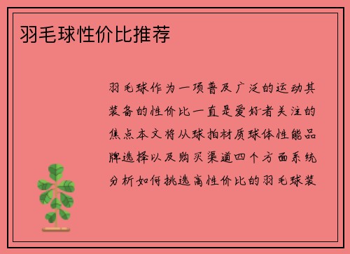 羽毛球性价比推荐
